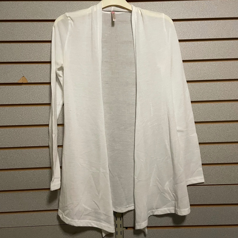 Chris & Carol White Long Sleeve‎ Open Front Cardigan Lightweight Duster